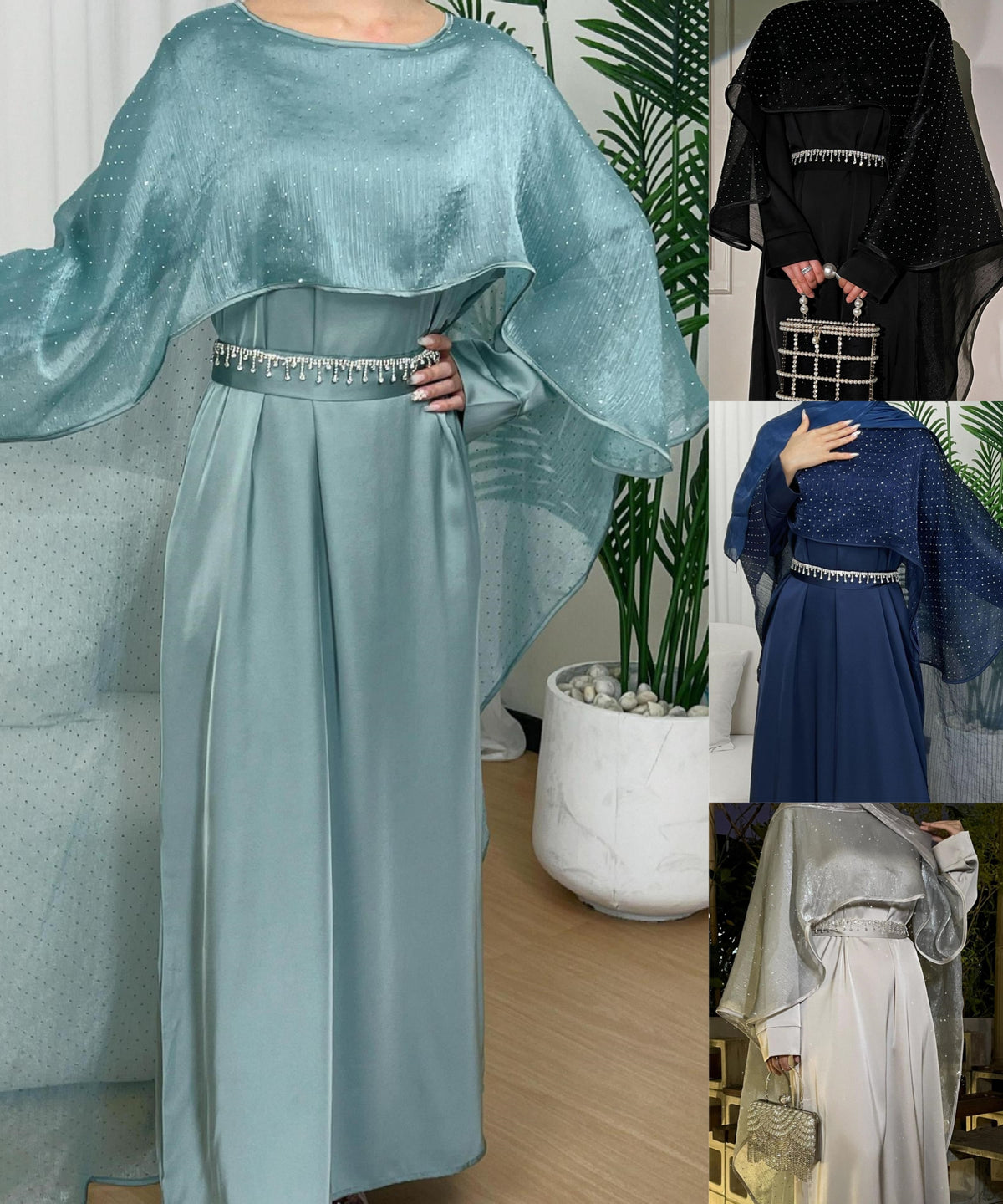 PFXK  Muslim simple cloak starry sky abaya
