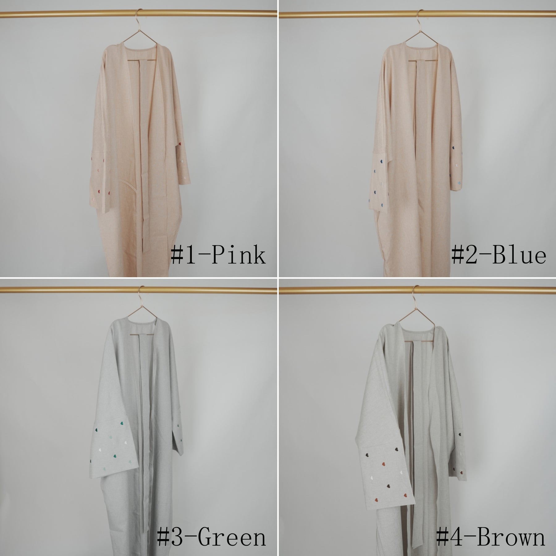 MA002 Hijab modal - Abaya de manga larga con bordado de corazón