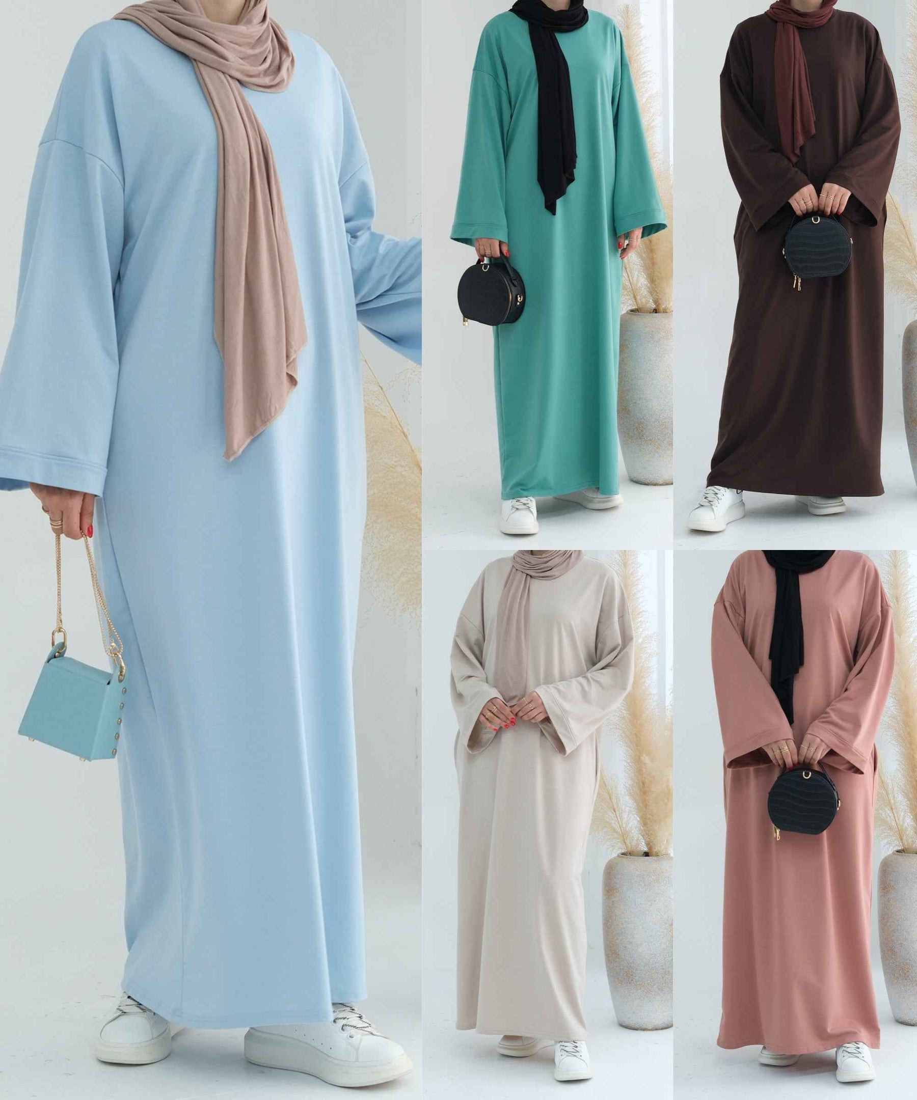 LR737  Plain Hooded Sweatshirt Abaya Dress
