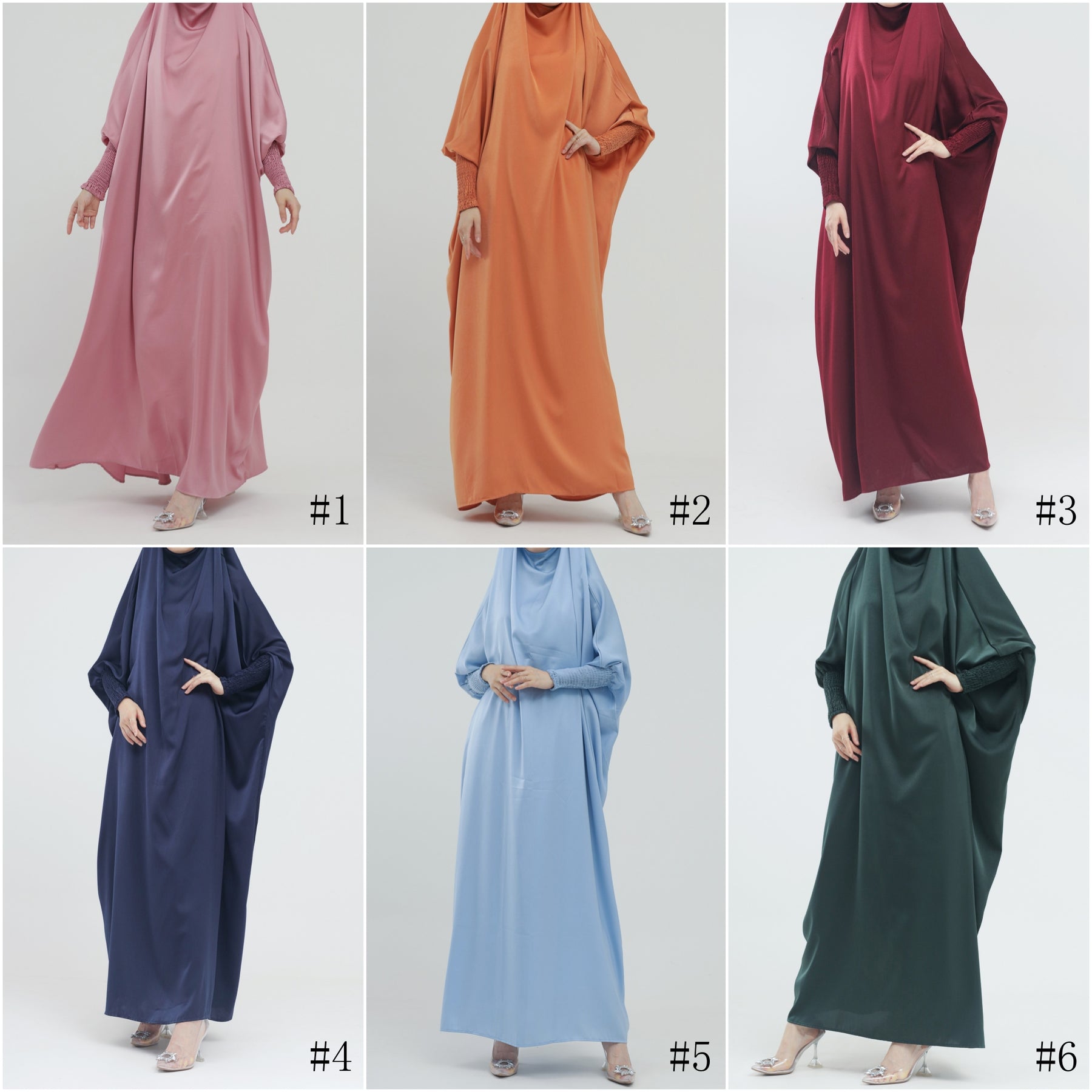 LR484   Plain plus size hijab-integrated dress