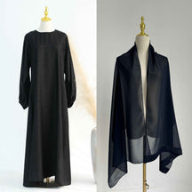 LRDB009  Plain Bat-Sleeve Dress Abaya+Hijab