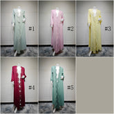 MQ255  Elegant Lace Trim Long Dress Cardigan
