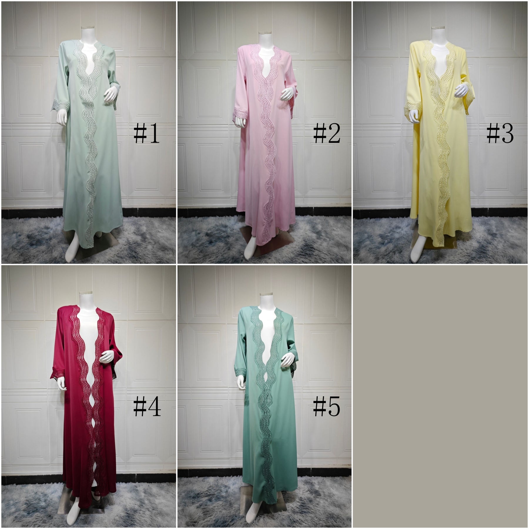 MQ255  Elegant Lace Trim Long Dress Cardigan