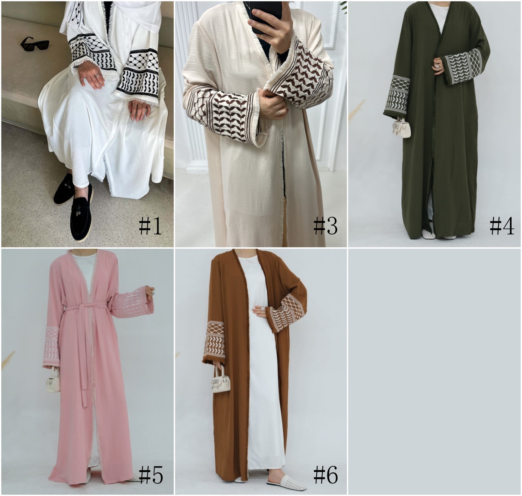 LR763 Dubai Medio Oriente Turquía Dubai flor bordada borla Abaya Cardigan Robe