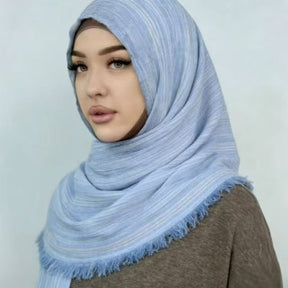 YC004  Printed Modal Crinkled Short Tassel Hijab