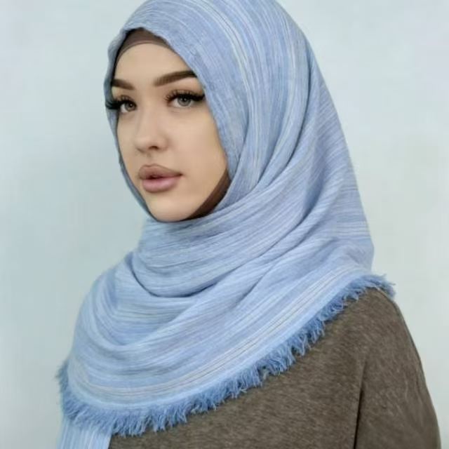 YC004  Printed Modal Crinkled Short Tassel Hijab