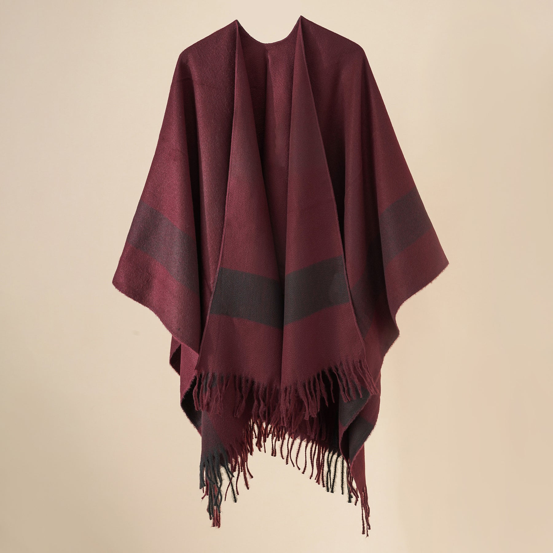 Plaid blanket warm fringed cardigan shawl for autumn and winter