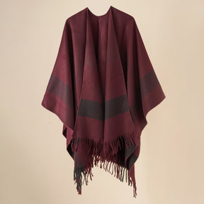 Plaid blanket warm fringed cardigan shawl for autumn and winter