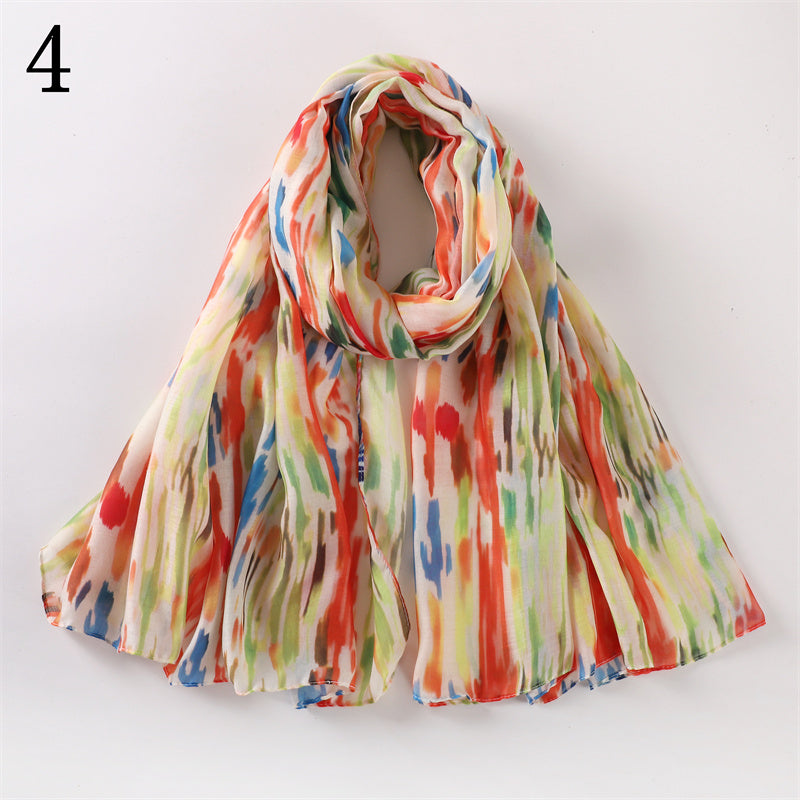 MYP012   Oil painting printed scarf dyed starry sky shifting sand scarf