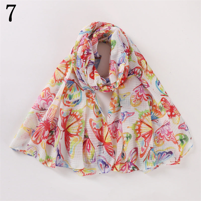 MYP015  Time flower printed scarf