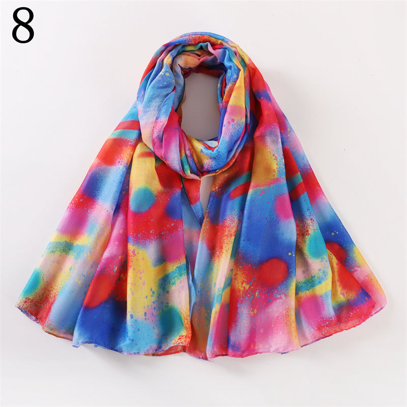 MYP012   Oil painting printed scarf dyed starry sky shifting sand scarf