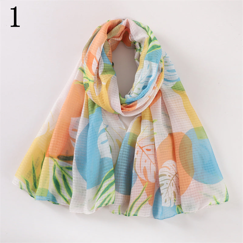 MYP014  Floral print scarf Beach scarf