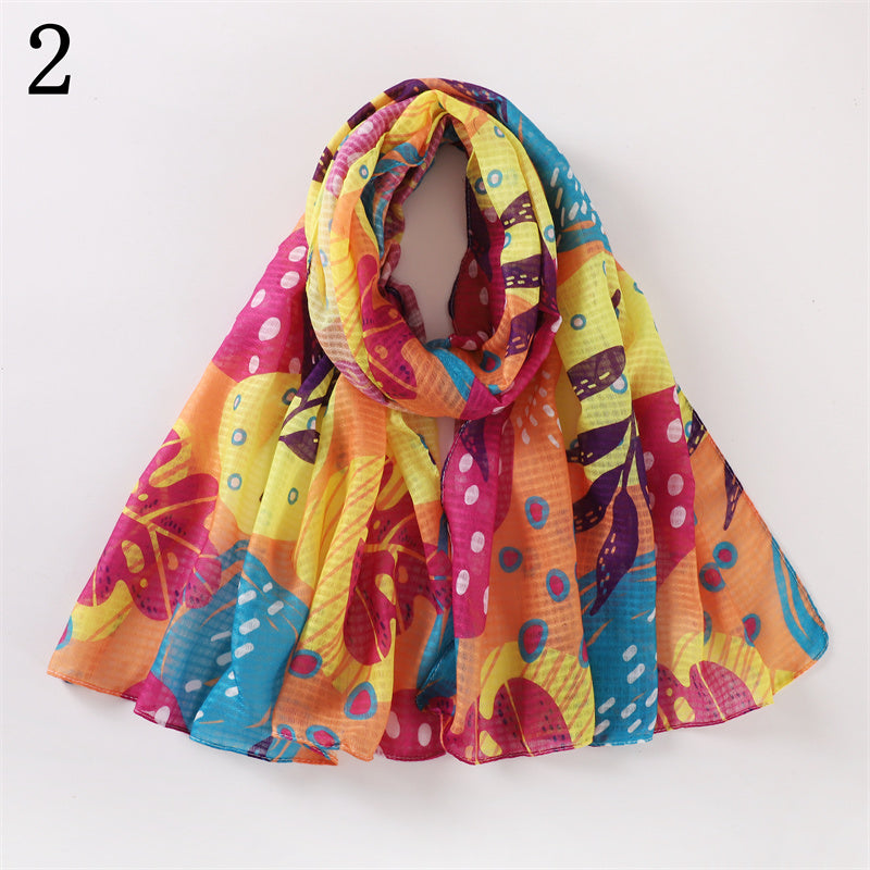 MYP014  Floral print scarf Beach scarf