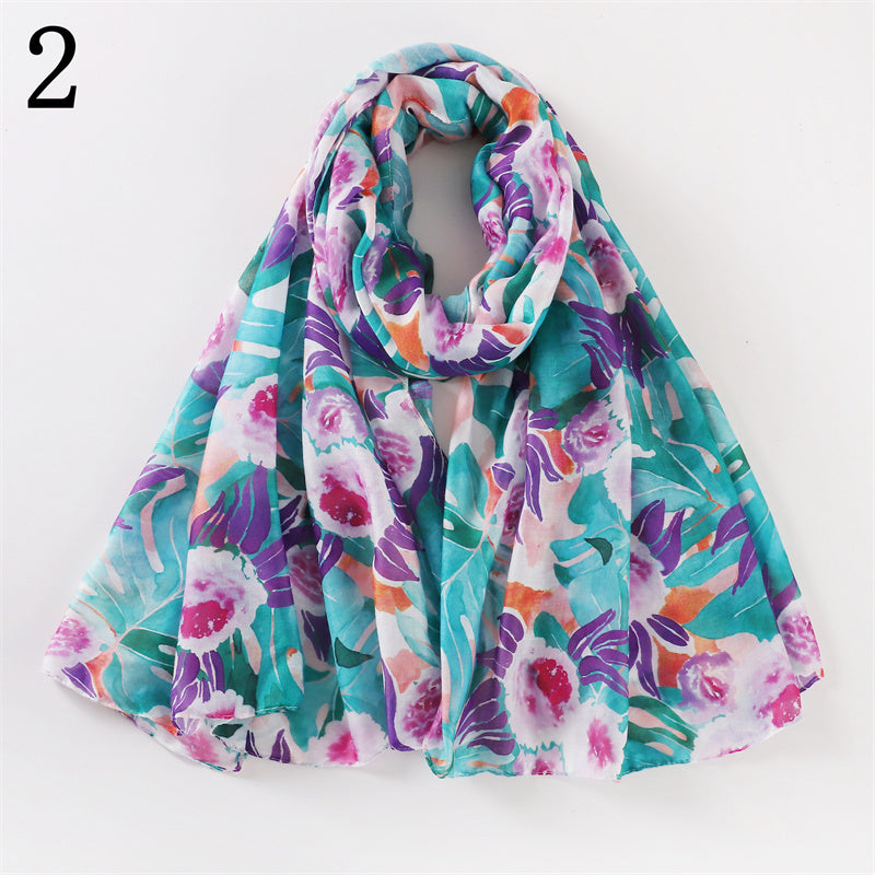 MYP013   Leaf flower printed scarf