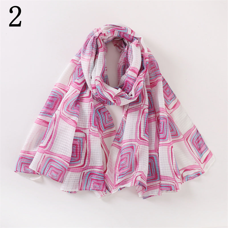 MYP015  Time flower printed scarf