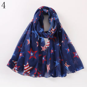 MYP08 USA printed scarf Vintage American flag new printed scarf Flag scarf Women's casual scarf