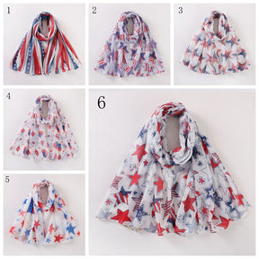 MYP07  USA Stars printed scarf and Stripes flag five-pointed star Europe and the United States fluffy fashion temperament everything scarf