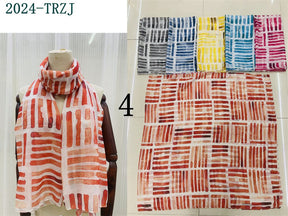 MYP017  Striped printed scarf Leaf flower scarf