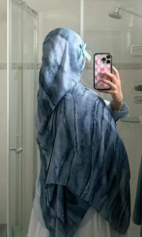 MYR002  Printed Modal Hijab – Elegantly Styled on Model