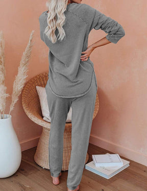 11081 Autumn and winter two-piece casual home long-sleeved T-shirt and pants