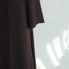 LR1124  Plain Solid Polyester Tie-Front Open Abaya Cardigan + Inner 2-Piece Set