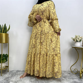 6564 chiffon printed muslim abaya dress