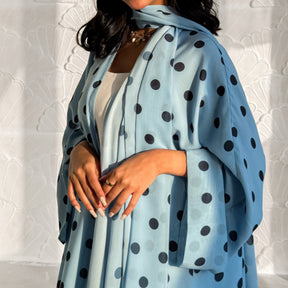 LR1119  Women's Vibrant Polka Dot Cardigan & Hijab 2-Piece Set