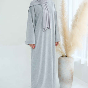 LR737  Plain Hooded Sweatshirt Abaya Dress