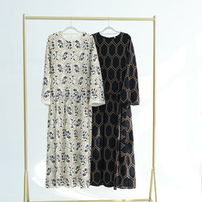 LR1095  Women's Plus Size Long Sleeve Full Embroidery Dress