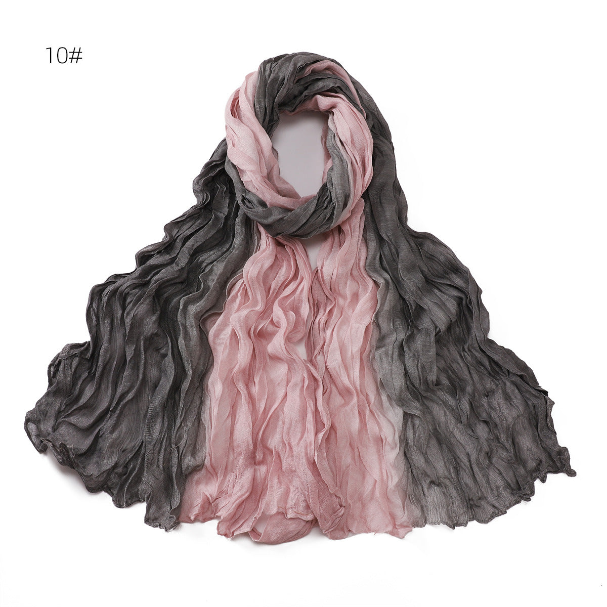 YZ205  Cotton and linen gradient wrinkled dyed long scarf  hijab  hijab/tudung  printed hijab  printed scarf  Gradient