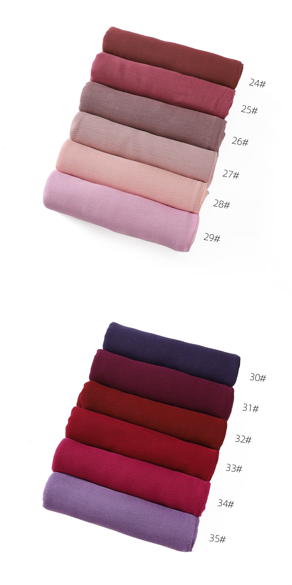 YZ201 Warna pepejal dua hujung bergulung lipit rayon selendang kedut halus nipis bernafas lembut tudung selendang tudung tudung polos/tudung Rayon Modal