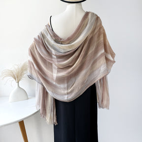 SS007  Gradient Rainbow Collection Short Tassel Crinkled Hijab