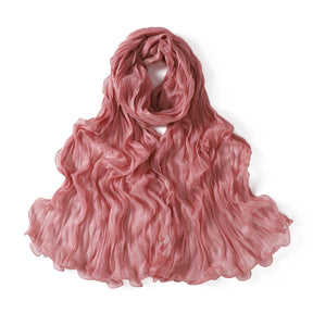 YZ327  Plain breathable glossy stretchy crinkled chiffon hijab