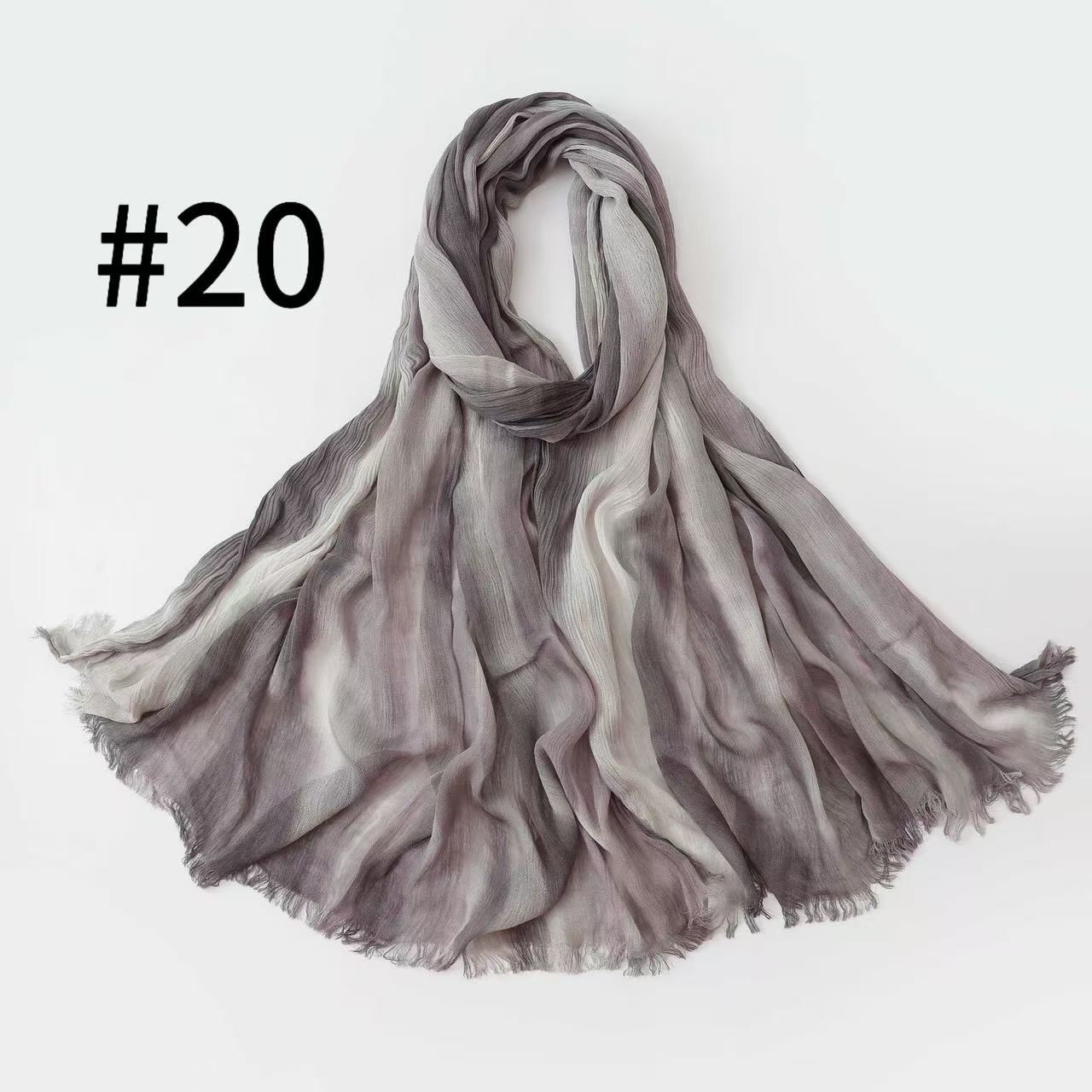 SS007  Gradient Rainbow Collection Short Tassel Crinkled Hijab