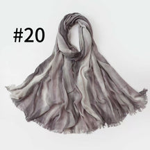 SS007 Gradient Tassel Crinkle Modal Hijab