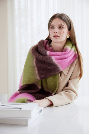 LZF078 color stripe thick winter scarf