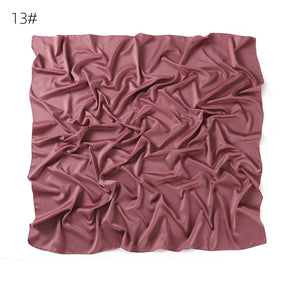 YZ104  110cm cross-border new large size breathable soft matte imitation silk color Ding pure color square scarf scarf