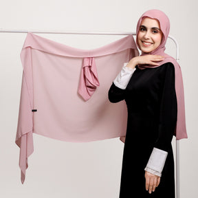 YZ316  Plain Silky Thick Chiffon Hijab with Built-in Magnetic Buckle and Matching Undercap