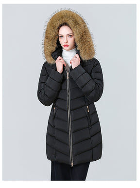 YAXF-8809  Women's Mid-Length Slim Winter Cotton-Padded Puffer Jacket