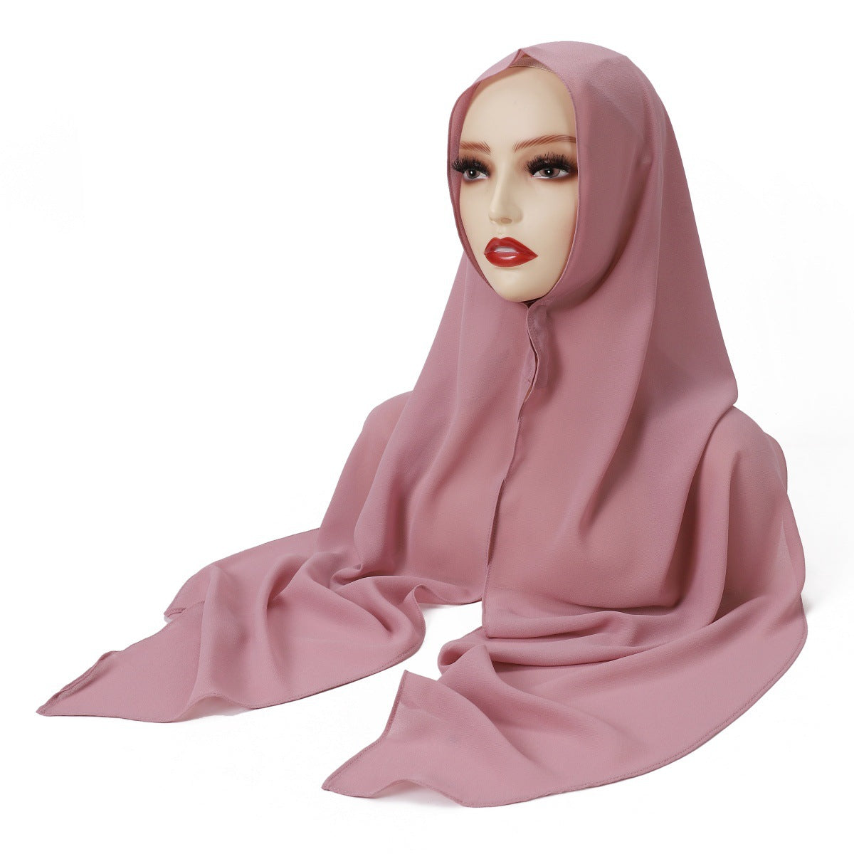YZ317  Plain Pearl Chiffon Hijab with Built-in Magnetic Closure
