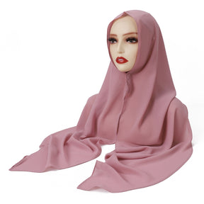 YZ317  Plain Pearl Chiffon Hijab with Built-in Magnetic Closure