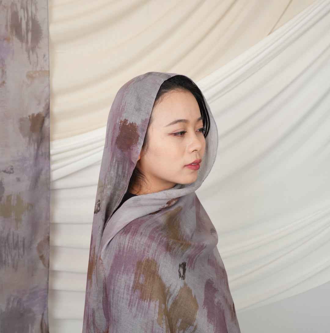 MD021  Modal polyester-cotton tie-dye single stitch Muslim hijab