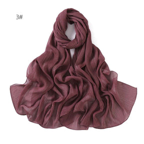 YZ175  Plain Lurex Chiffon Hijab with Fine Pleats