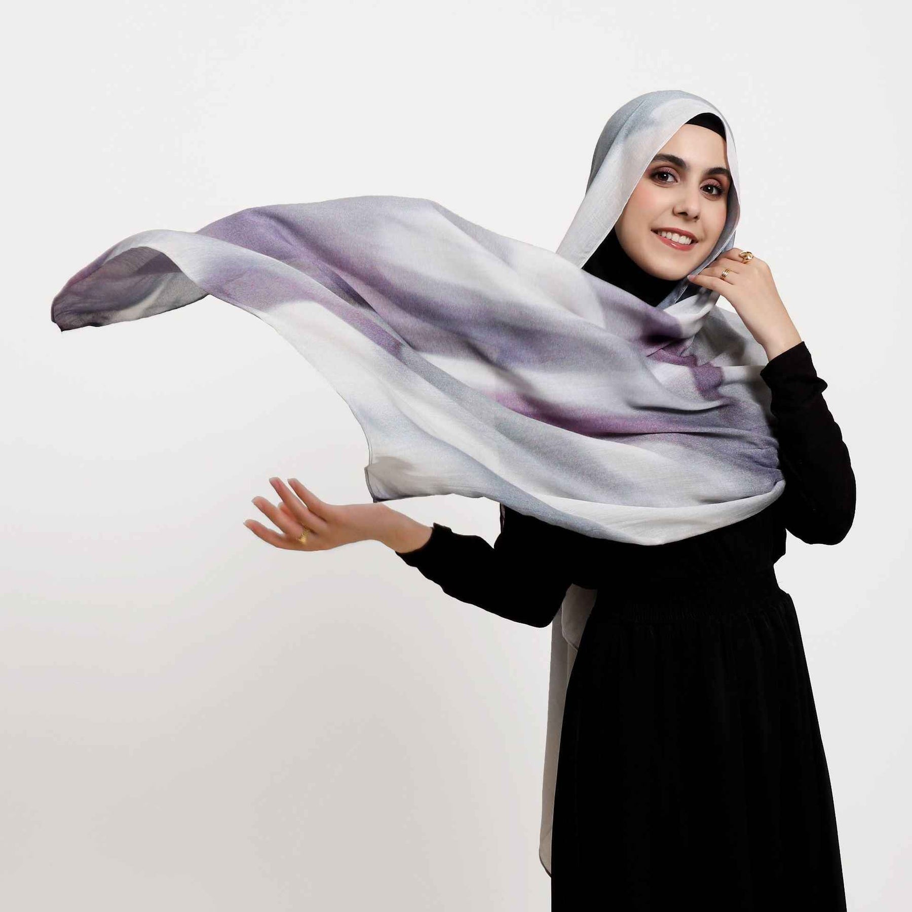 MD4-9  High quality abstract art print single stitch long scarf soft and breathable hijab