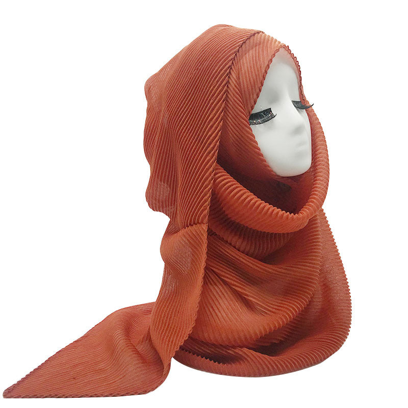 WJ349 pleated plain voile hijab scarf