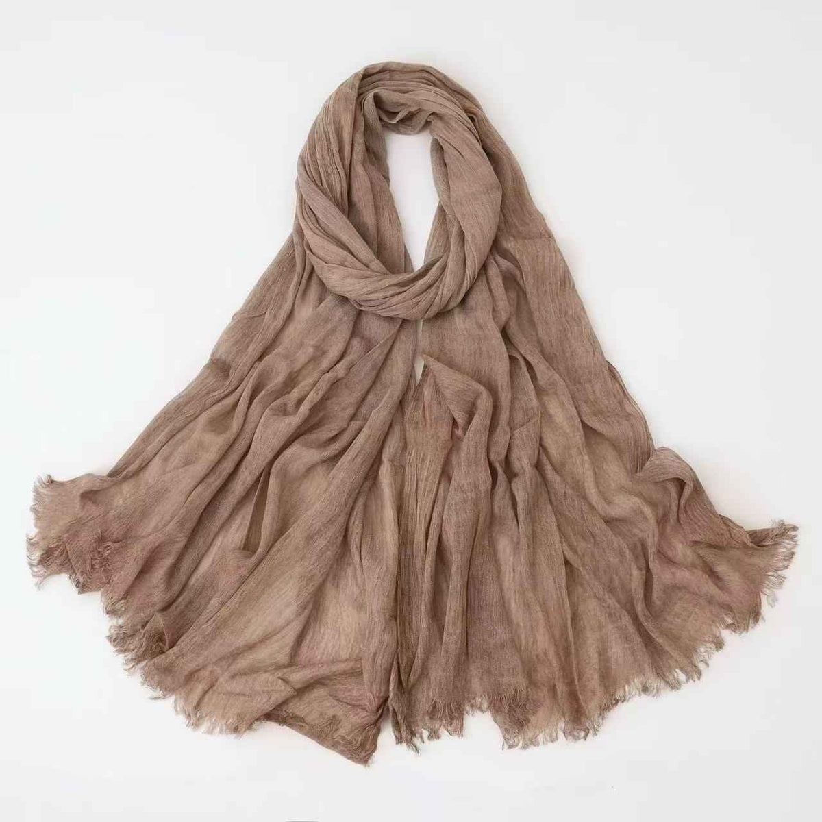 SS004  Modal dirty dyed wrinkled small tassel hijab