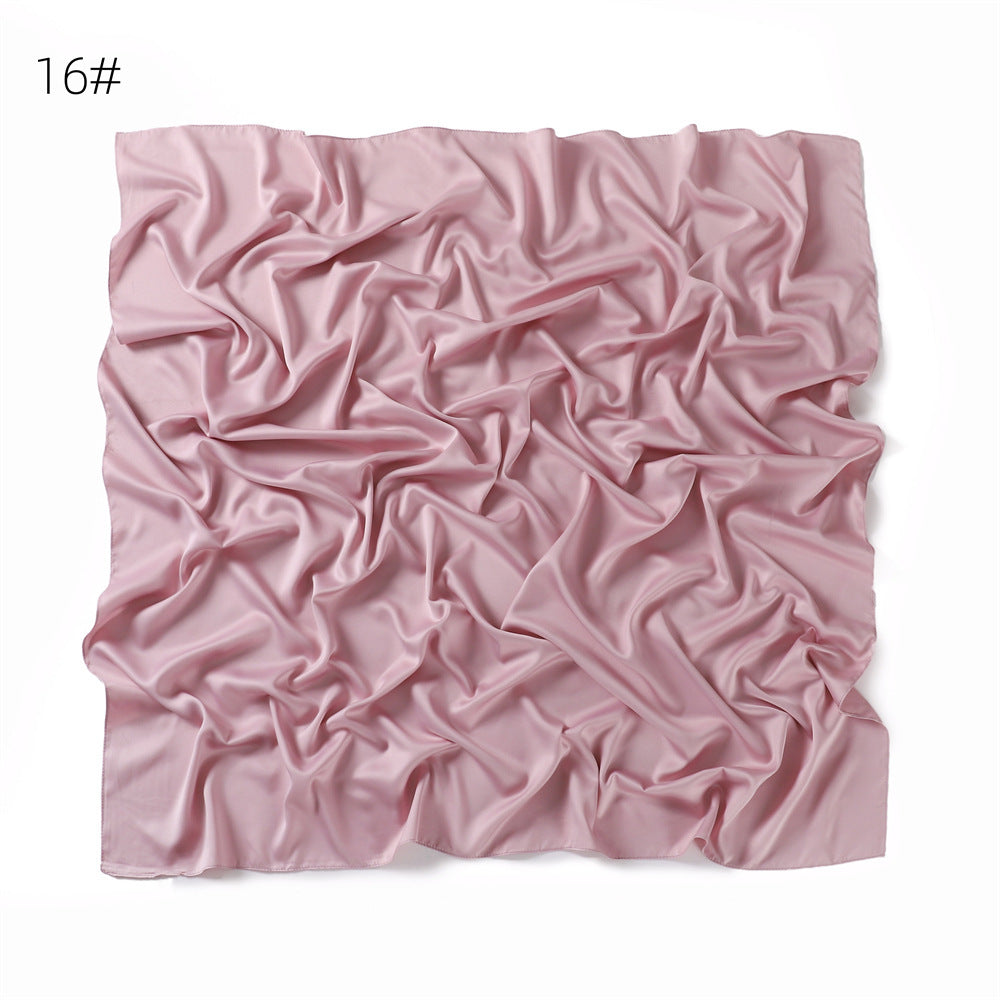 YZ190   90cm matte color ding imitation silk satin solid color square scarf shawl scarf dual purpose scarf scarf woman