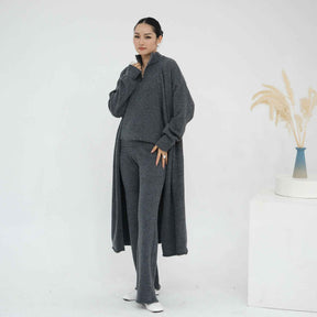WDM009 Plain Thickened Jersey Three-Piece Set + Hijab