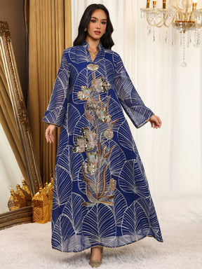 AB485  Mesh Embroidered Maxi Dress Ethnic Women's Clothing