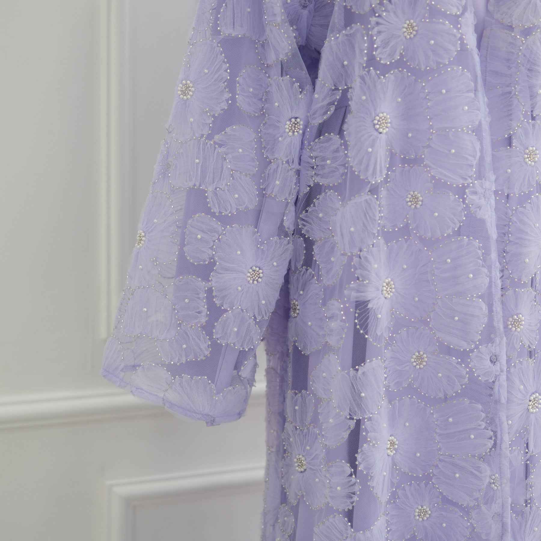 LR1069  3D Floral Beaded Cardigan Abaya